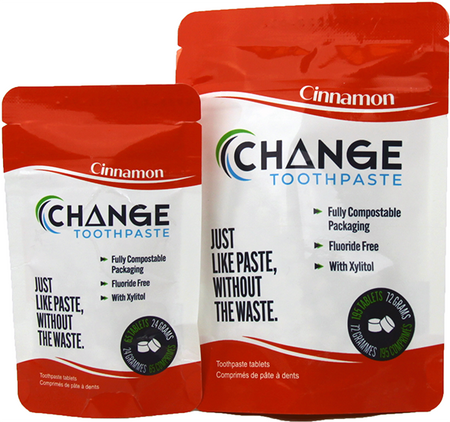  Change Toothpaste - Tablets - Cinnamon Made in canada, clean, natural, zero waste, compostable packaging