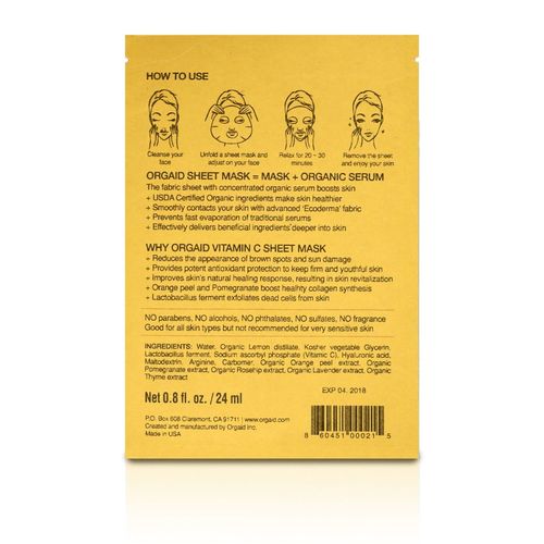 ORGAID Sheet Mask - Vitamin C & Revitalizing package back view