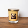 luxury cancer zodiac crystal infused intention candle on wooden tray