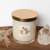 luxury air element crystal infused soy intention candle on wooden tray