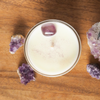 top view of luxury ether element crystal infused soy intention candle