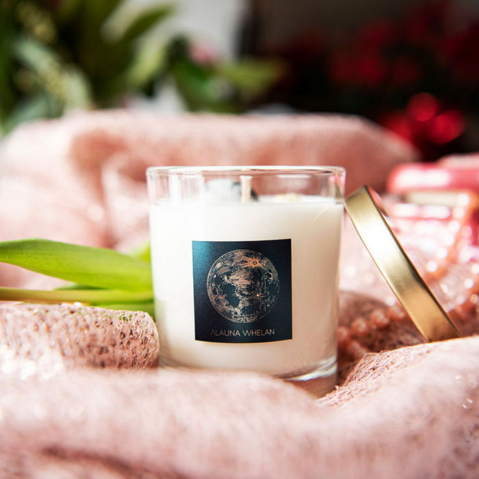 luxury full moon crystal infused soy intention candle