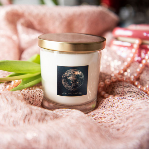 luxury full moon crystal infused soy intention candle