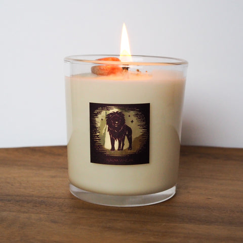 lit luxury leo zodiac crystal infused soy intention candle