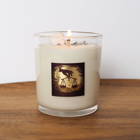 lit luxury libra zodiac crystal infused soy intention candle