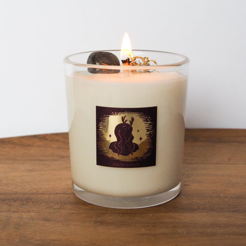 lit luxury virgo zodiac crystal infused soy intention candle